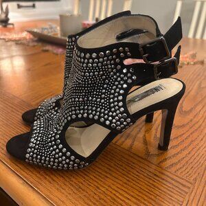 INC womens heels size 6.5, black with silver bling
